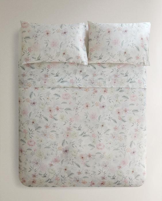 SATYNOWA POSZWA NA KOŁDRĘ W KWIATY