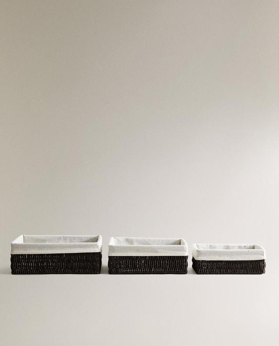 سلة مستطيلة ببطانة قطن