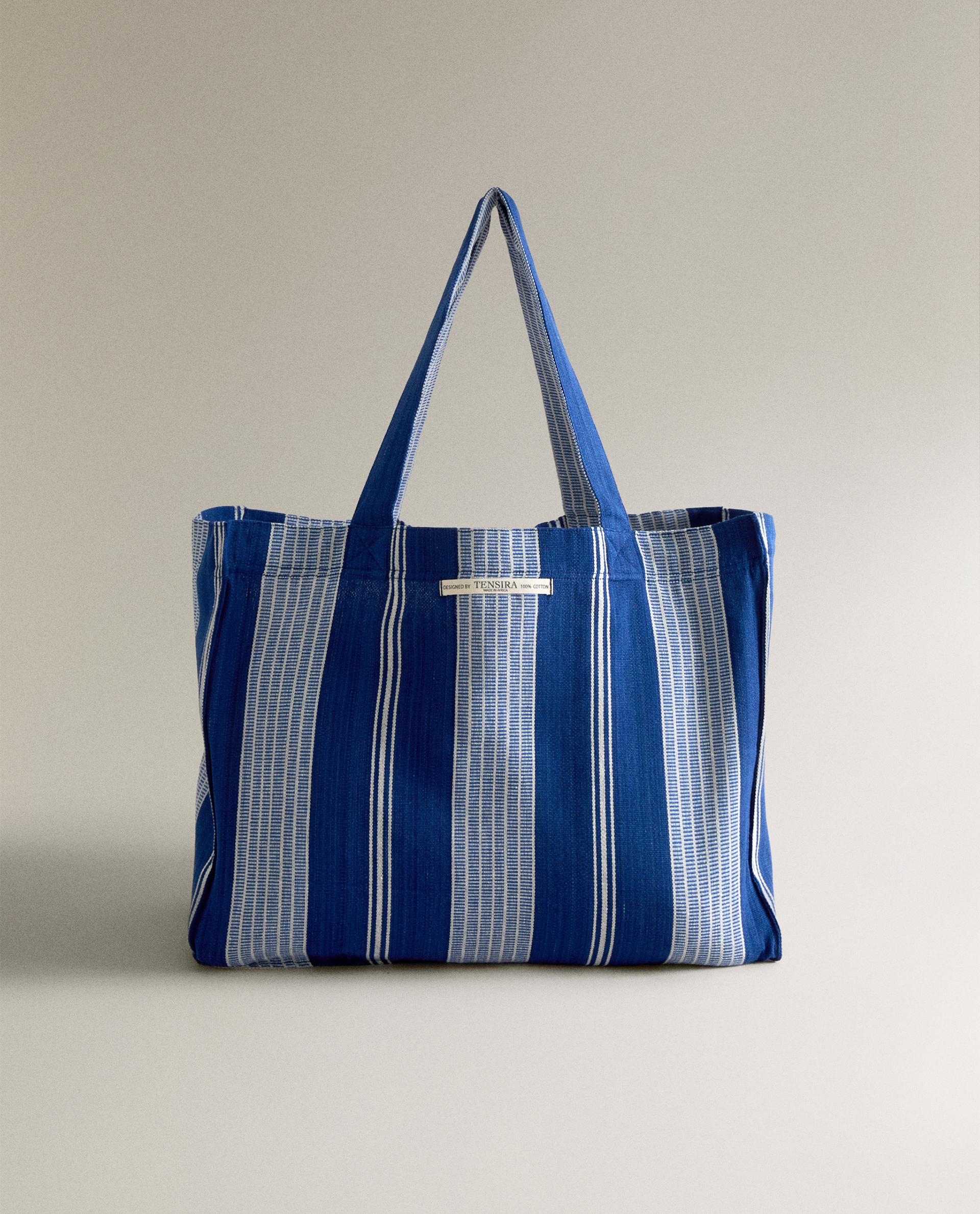 STRIPED COTTON TOTE BAG X TENSIRA